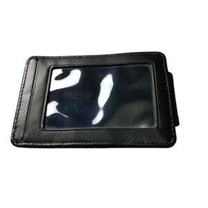 Sharper Image Black ID Case Credit Card Wallet With Money Clip Leather Classic